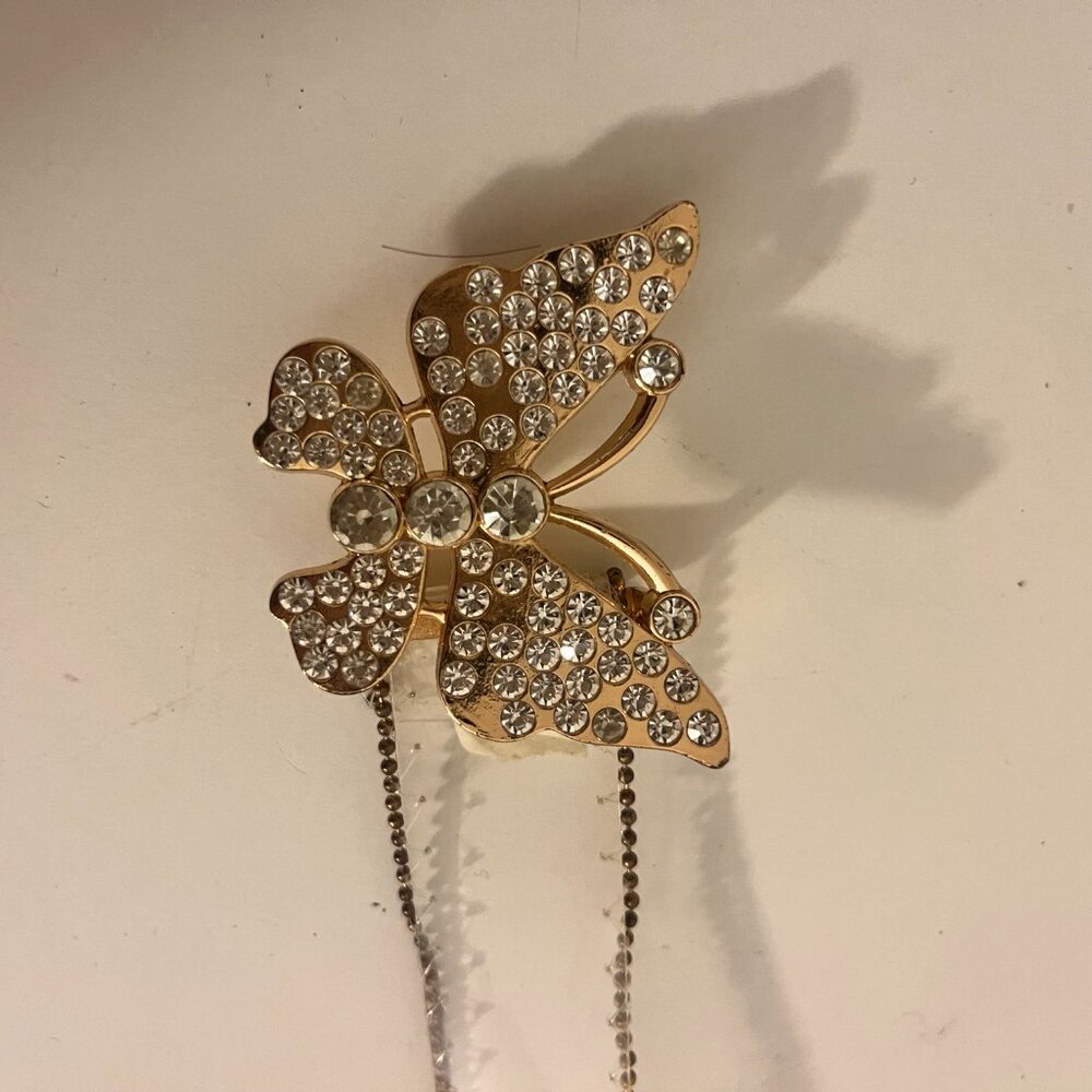 Gold rhinestone butterfly belt y2k